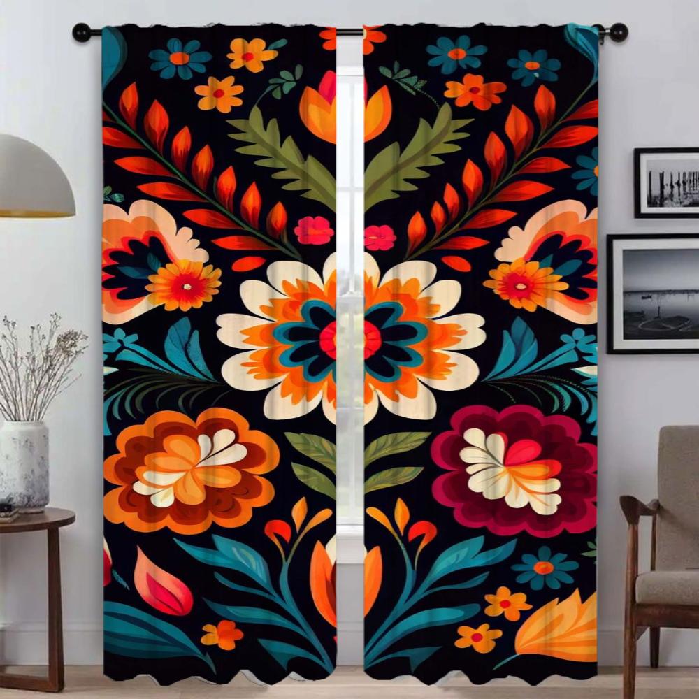 Modern Living Room Curtains for Camera Flower Partition Shades Blackout Curtain Tulle for Bedroom Curtains 2 Pieces Kitchen Home