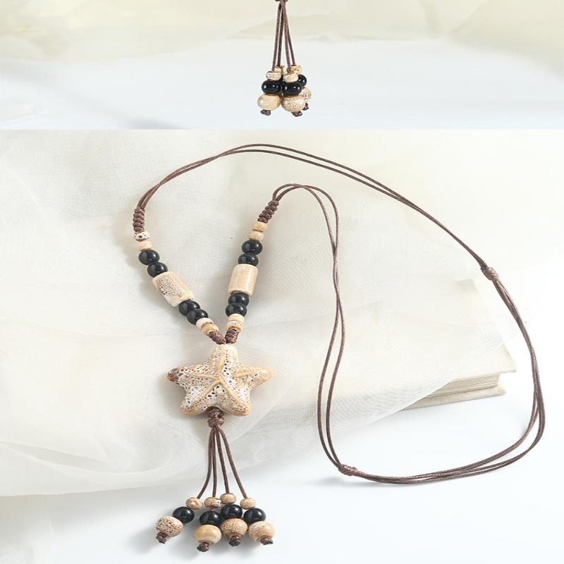 Sun Star Zircon Necklace For Women Vintage Leather Necklace Double Layered Pendant Chain Choker  Jewelry