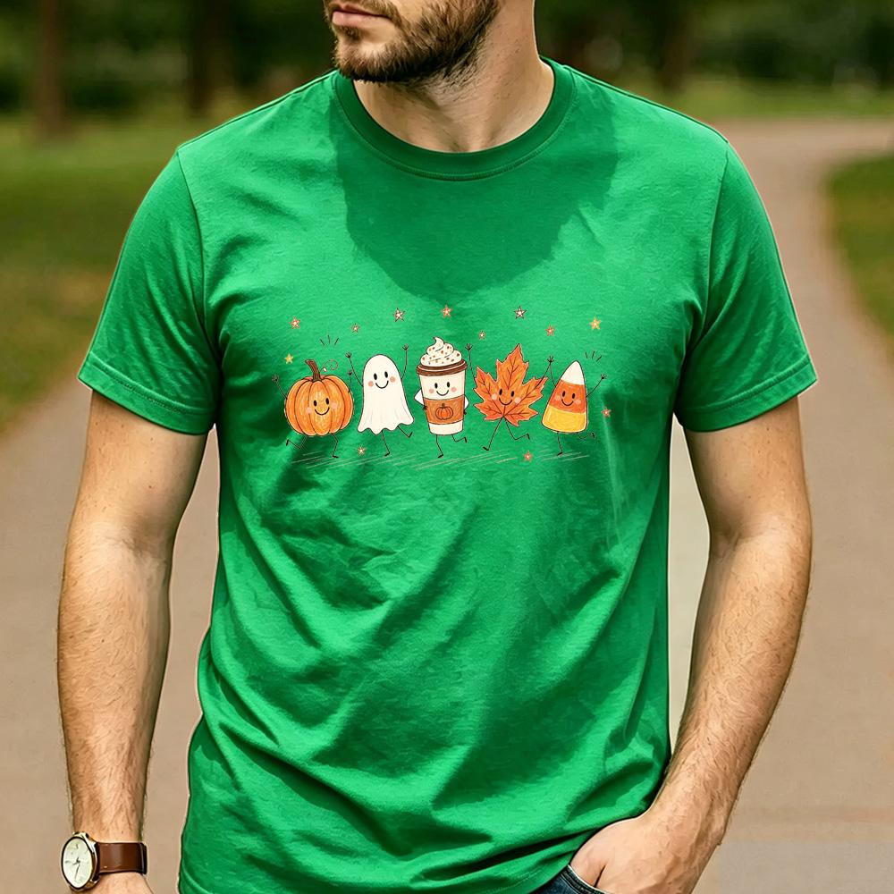 Rhinestone Pumpkin Spice Floral Pumpkin Latte Graphic T Shirt Unisex Cotton Short Sleeve Fall Autumn Coffee Lover Casual Tee