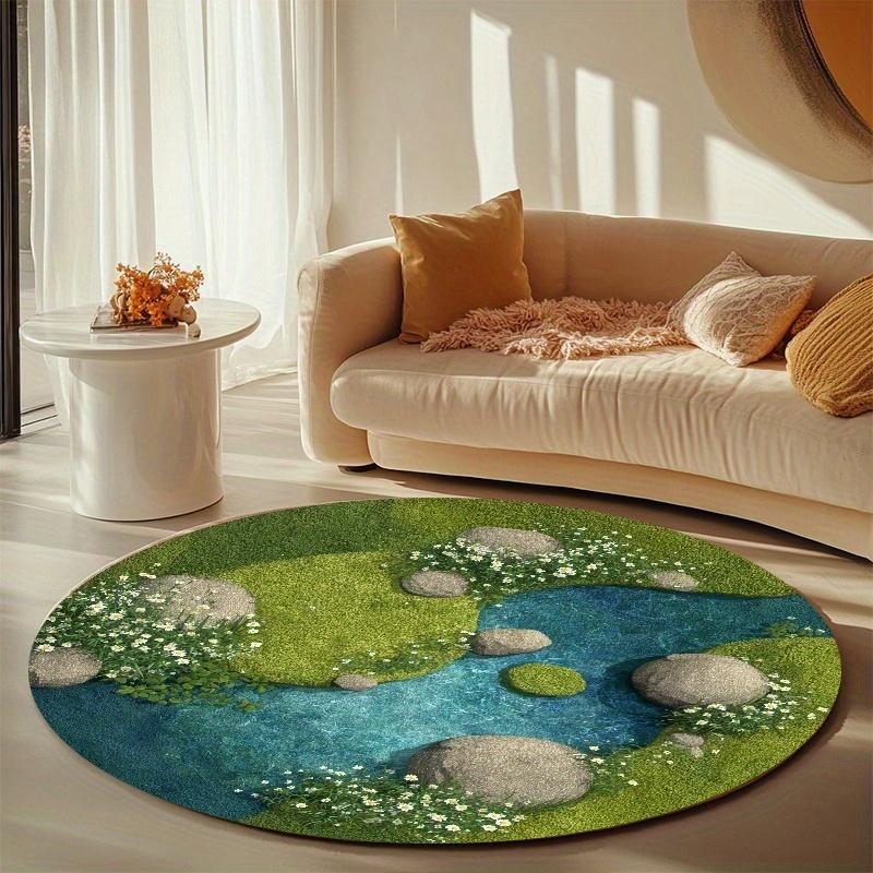 Product: Round Carpet,Velvet Material,Universal Floor Mat for Living Room/Bathroom/Bedroom/Outdoor/Camping/Picnic/Yoga,Minimalist Des