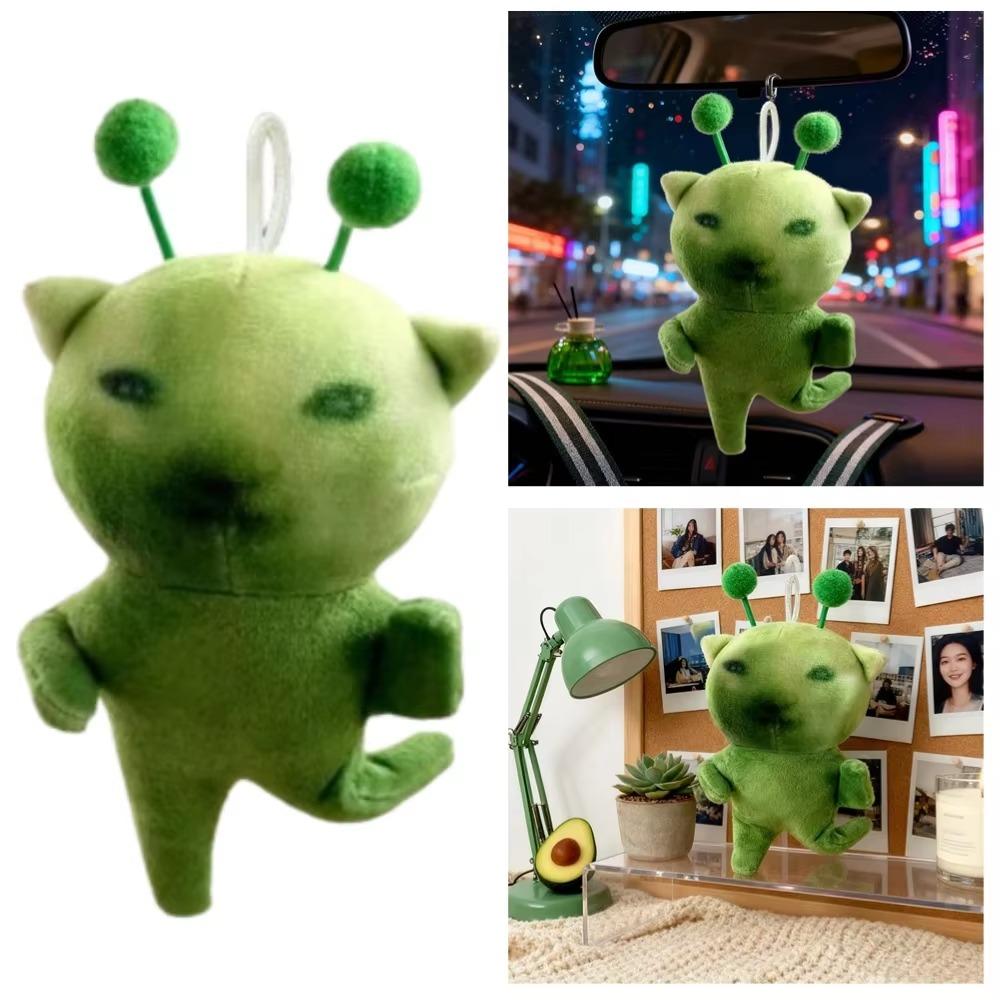 10cm Ugly Cute Plushie Keychain Poseable Bag Charm Cute Green Alien Cat Plush Toy  Anime Fans Gifts