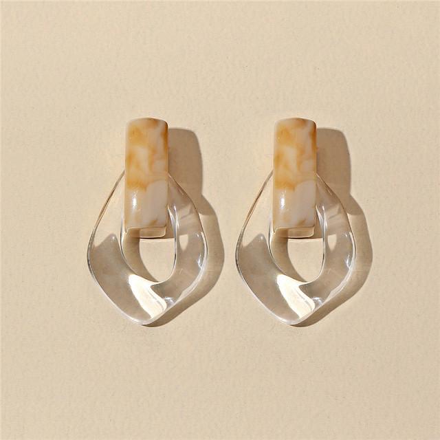 Colorful Clear Resin Acrylic Drop Earrings For Women Geometric Hollow Statement Drop Earrings Girls Fashion Jewelry Gift