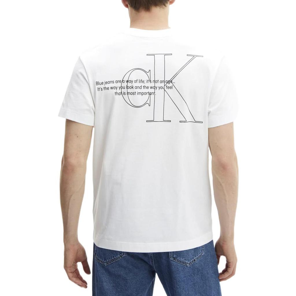 Calvin Klein SS22 Letter Print Crew Neck T-Shirt Men Tops White J30J320193YAF