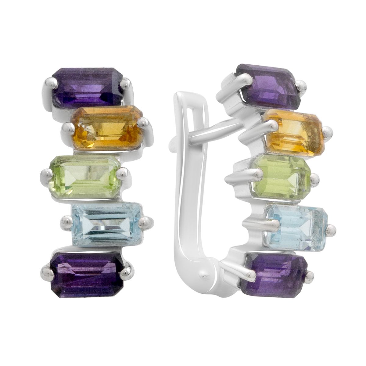 

Срібні сережки з натуральним аметистом 3.125ct, цитрином, хризолітом, топазом (2193326)