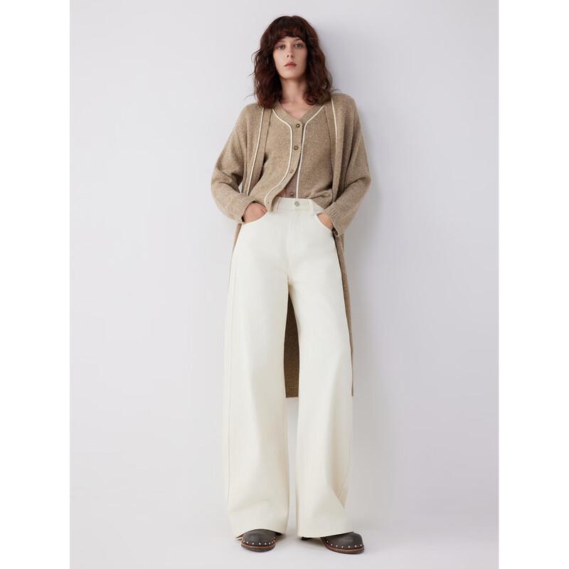 ELLE Women's French Lambswool Long Knitted Cardigan