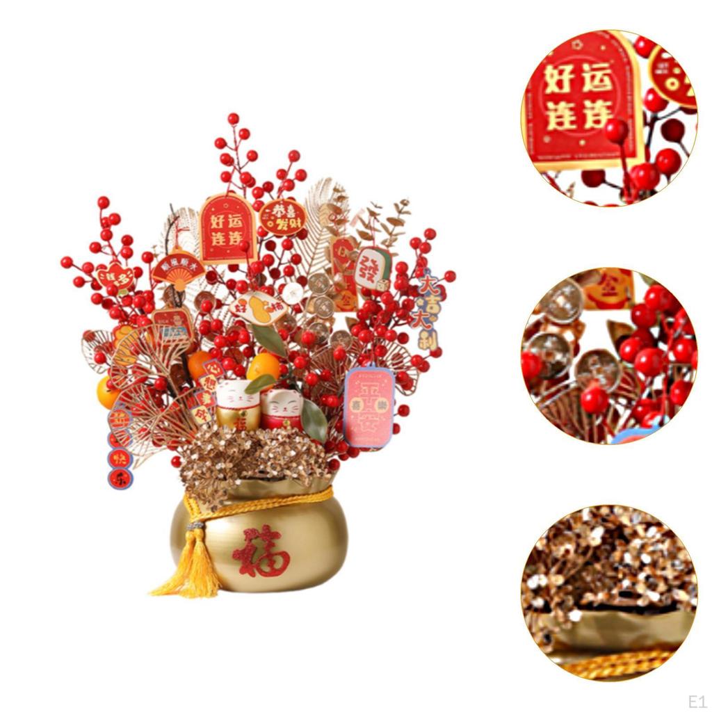 Chinesisches Jahr Künstliche Topfpflanze 19x23,6 Zoll Dekorative Handgefertigte Tischdekoration