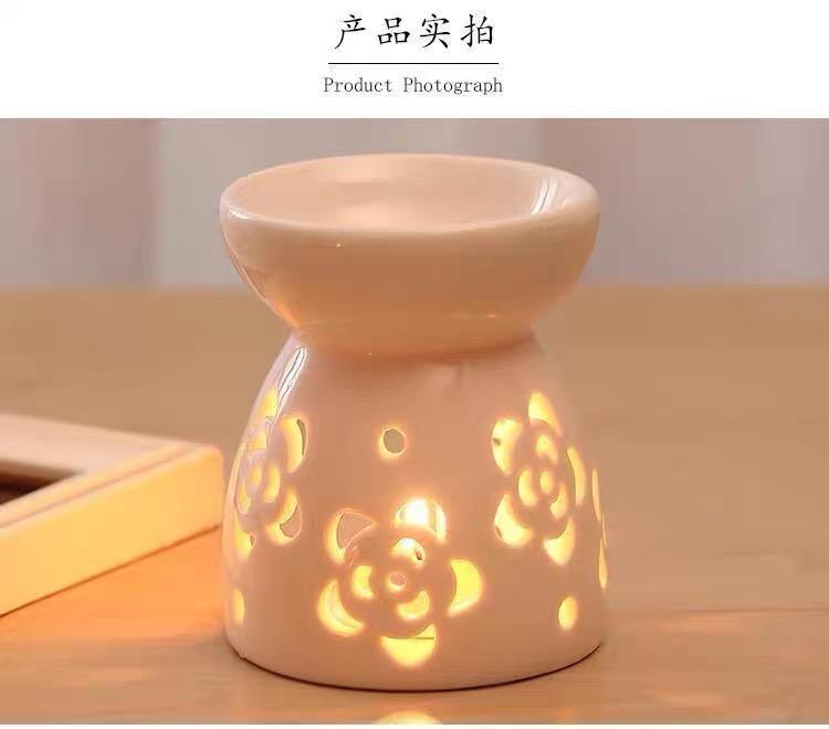 Ceramic Flower Home Aroma Essential Oil Warmer Aromatic Incense & Candle Holder for Perfume Wax Melt Burners Ceramic Oil Burner