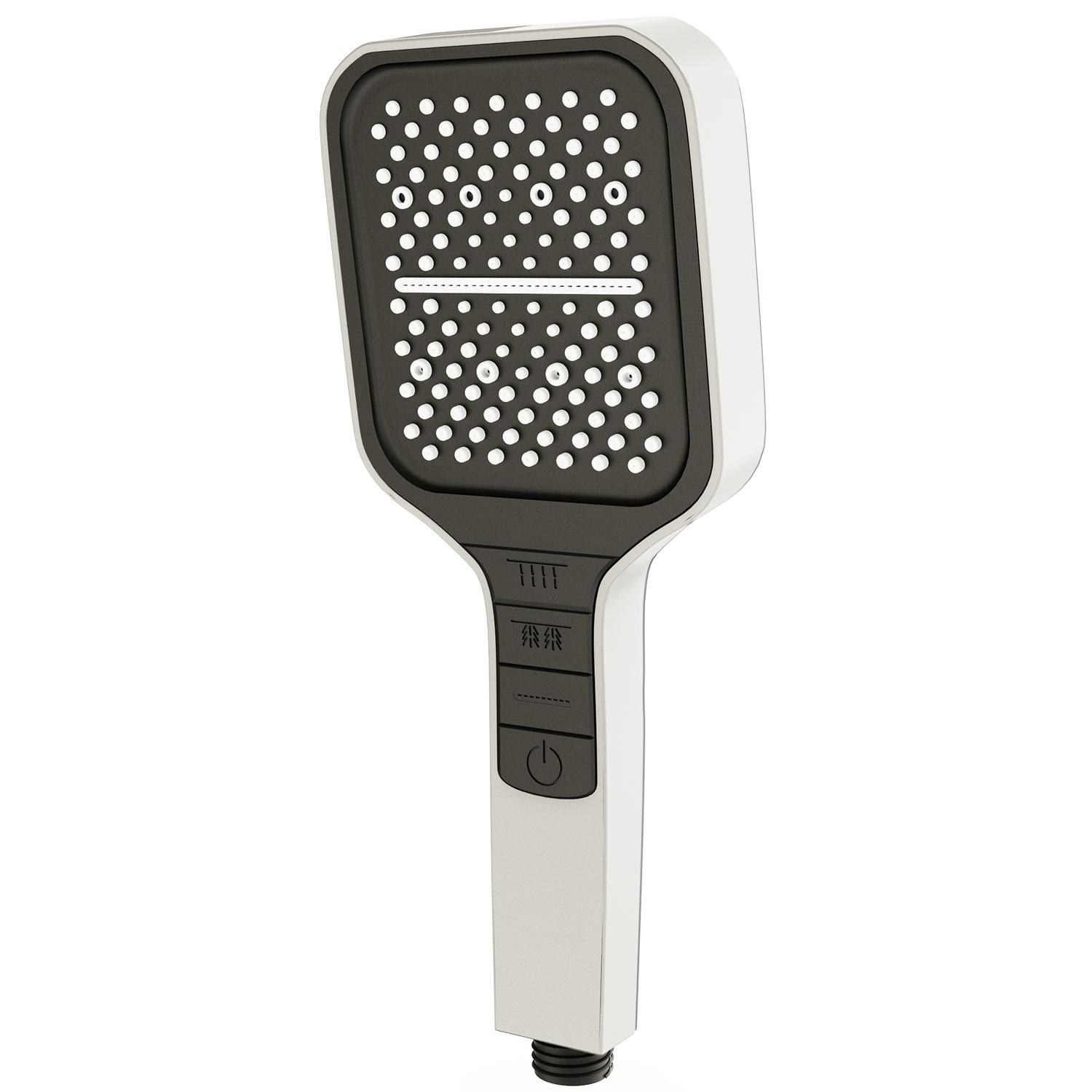 

2025 Новая черная водосберегающая душевая головка с высоким давлением, дождевая, 7 режимов, регулируемая кнопка остановки одной кнопкой для аксессуаров для ванной комнаты белый