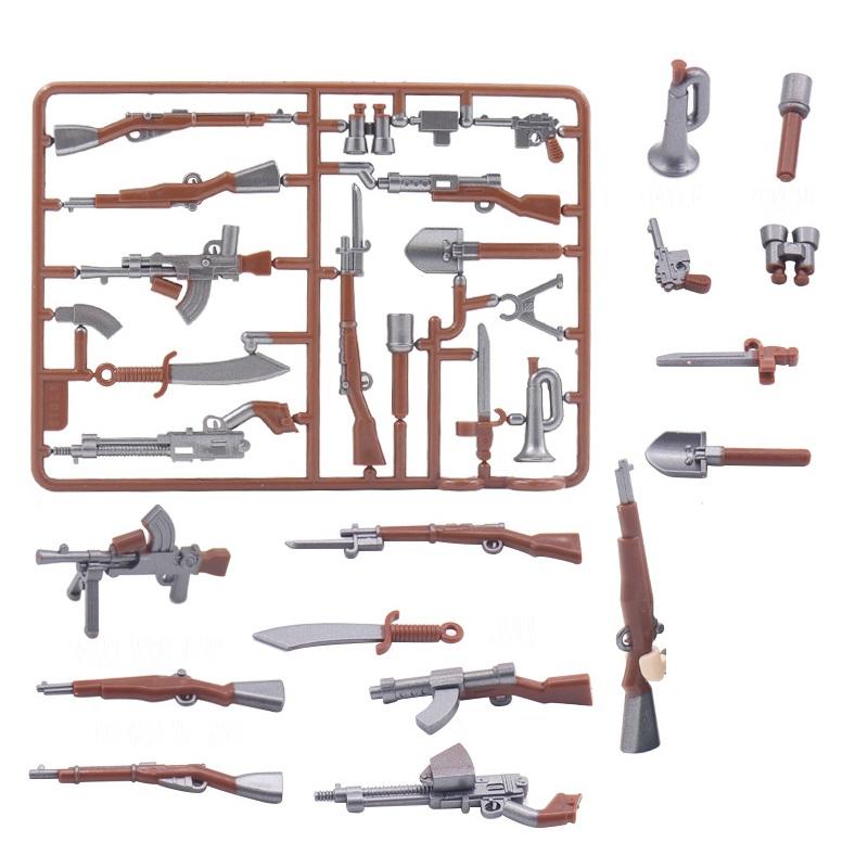 WW2 98K Guns Rifle Army Soldiers MOC Military Weapon Mini Action Figures Playmobil Building Blocks Children Toys Present