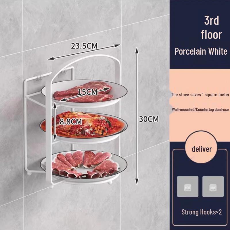 Wall-mounted Multi-functional Kitchen Rack: Chopping Board Tray & Foldable Multi-layer Dish Storage