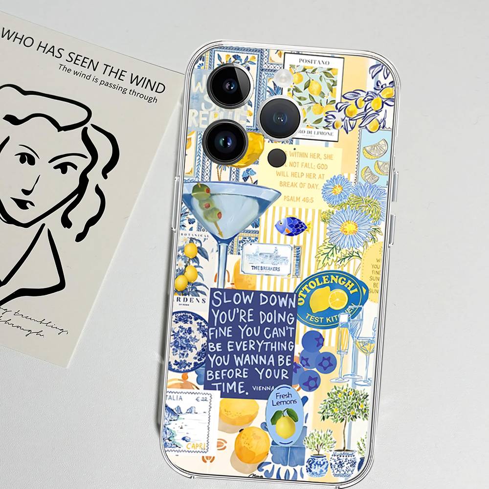 Meereslandschaft Wein Zitrone Handyhülle Für Iphone 17 16 15 11 13 14 Pro Max 7 8 Plus X Xr Xs Max Se2020 12mini Transparente Hülle