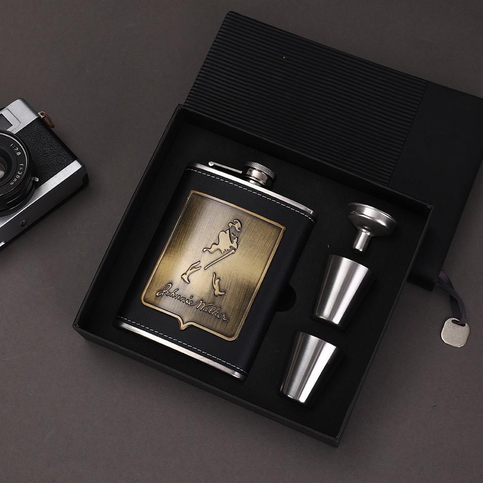 8oz Stainless Steel Portable Hip Flask Set with 7oz Baijiu Bottle - Outdoor Liquor Gift Box