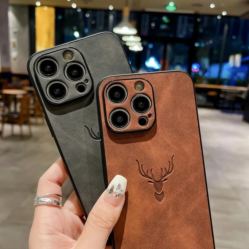 Luxury Cortex Deer Matte Phone Case For For Iphone 11 12 13 14 15 16 Pro Max Plus X Xs Max XR Bumper Cases Back Cover