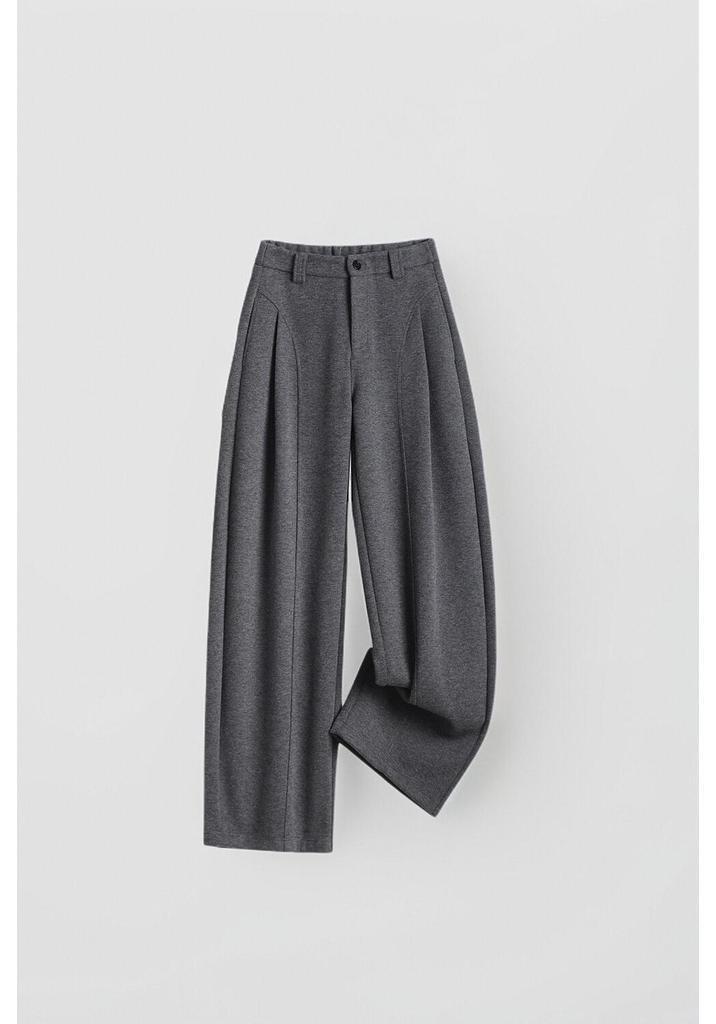 Mulberry Silk Wool Wide-Leg High Waist Pants for Women - Autumn/Winter Casual Drape with Velvet Lining.