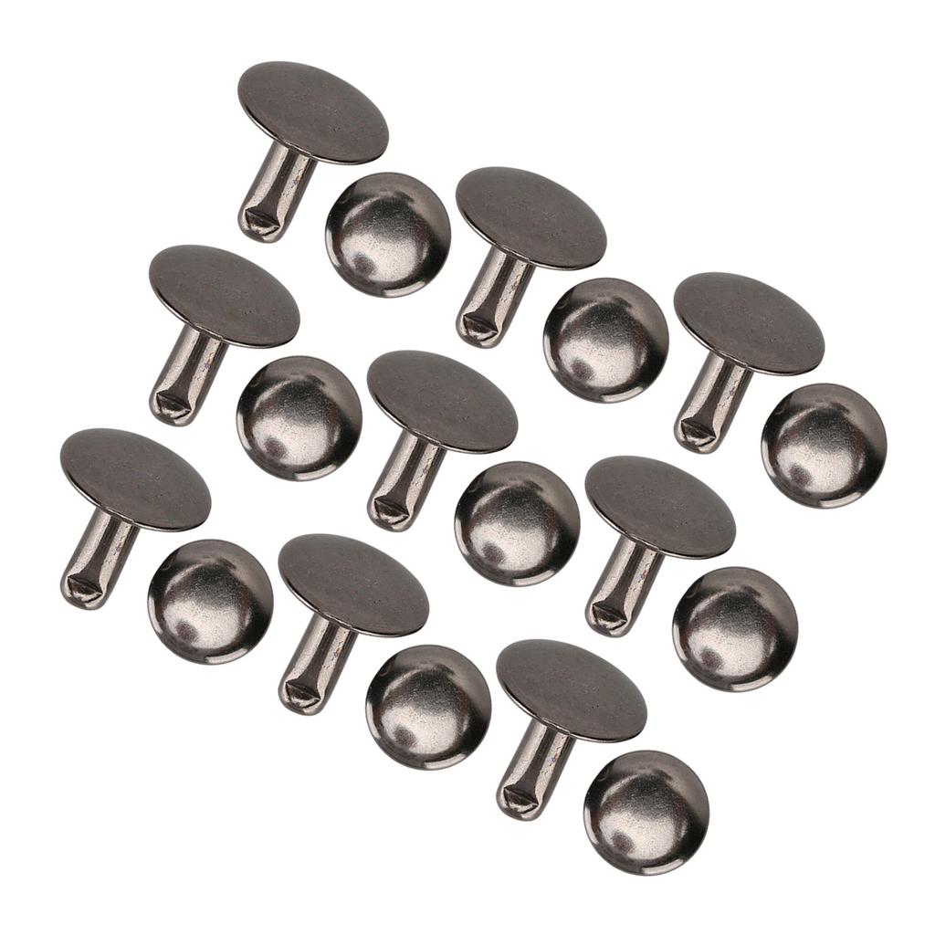 200 Sets Double Cap Rivet Round Stud Nail Iron Jeans Button Leather Shoes Bags Clothes 10x10mmBlack