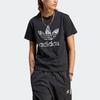 Adidas Originals Trefoil Letter Logo Print Casual Round Neck Short Sleeve T-Shirt Women Tops Black II0911