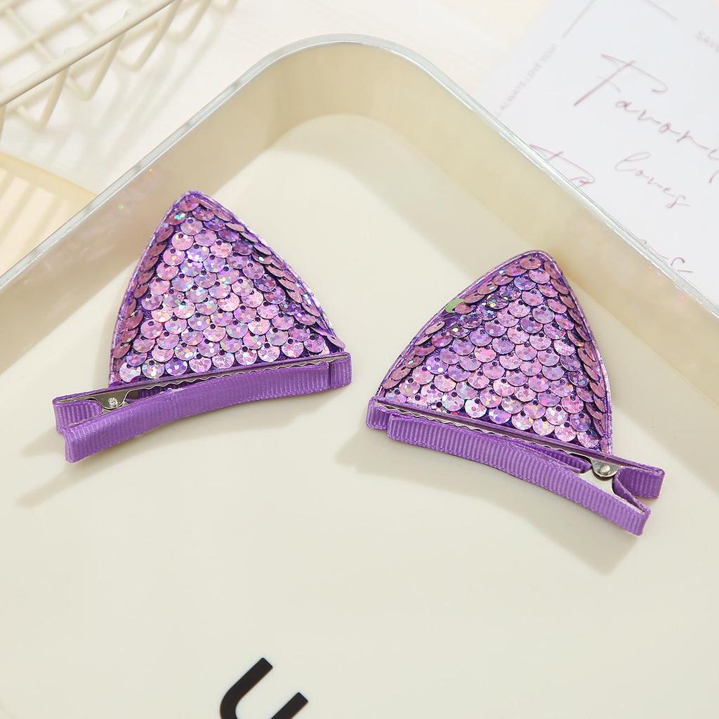 Pastoral Princess Glitter Cat Ear Hair Clips for Girls
