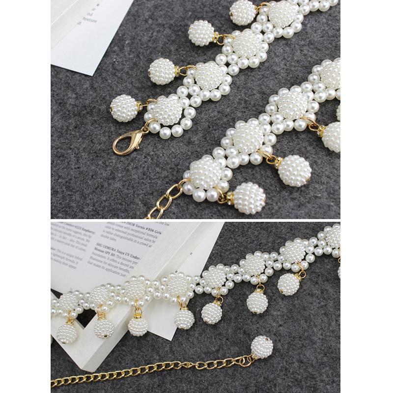 Gespleißter Perlen Damen Gürtel Elegant Vielseitig Elastische Taille Design Mode Perlenbesatz Vielseitig Frühling Sommer