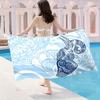 1pc Oversized Lightweight Quick-Dry Towel Large Soft Microfiber Beach Yoga Towel,Boho Elephant Print in Blue & White for Travel