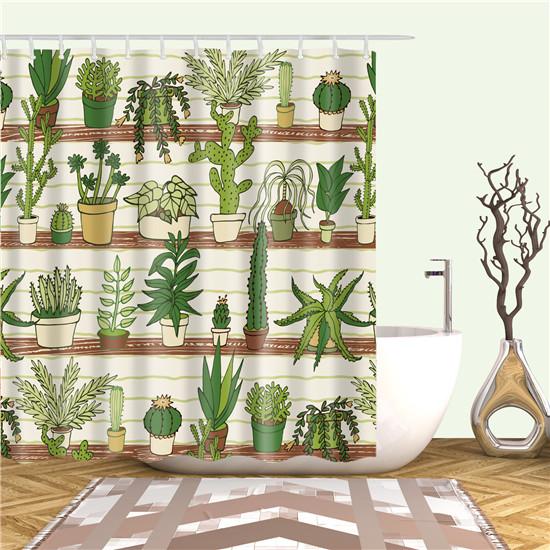 Tropical Cactus Plant Pineapple Shower Curtains Bathroom Curtain Cortina Ducha Frabic Waterproof Polyester Bath Curtain