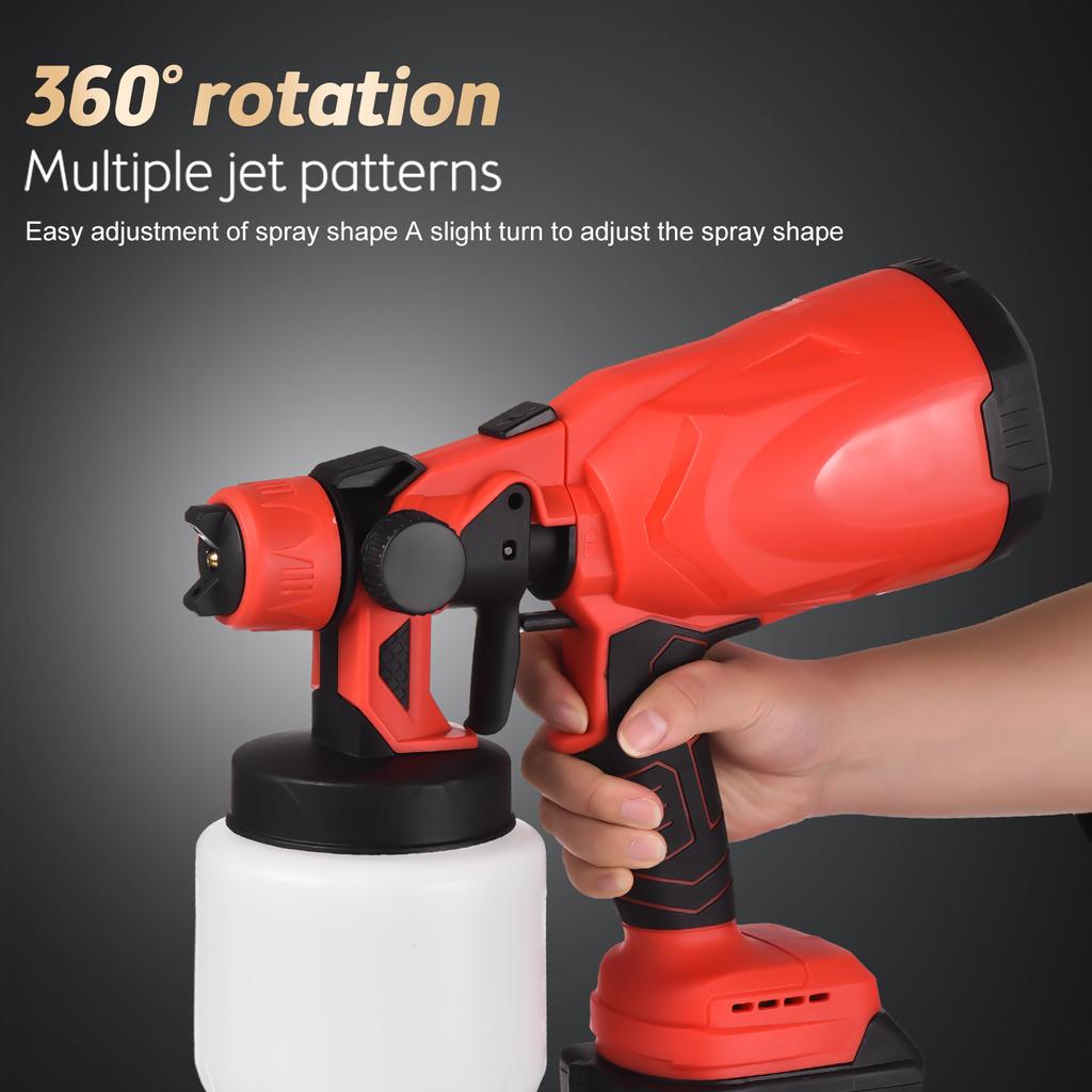 Cordless Paint Sprayer 21V Max Battery Electric Tools Paint Sprayer with 4 Copper Nozzles 3 Spray Patterns 800ml