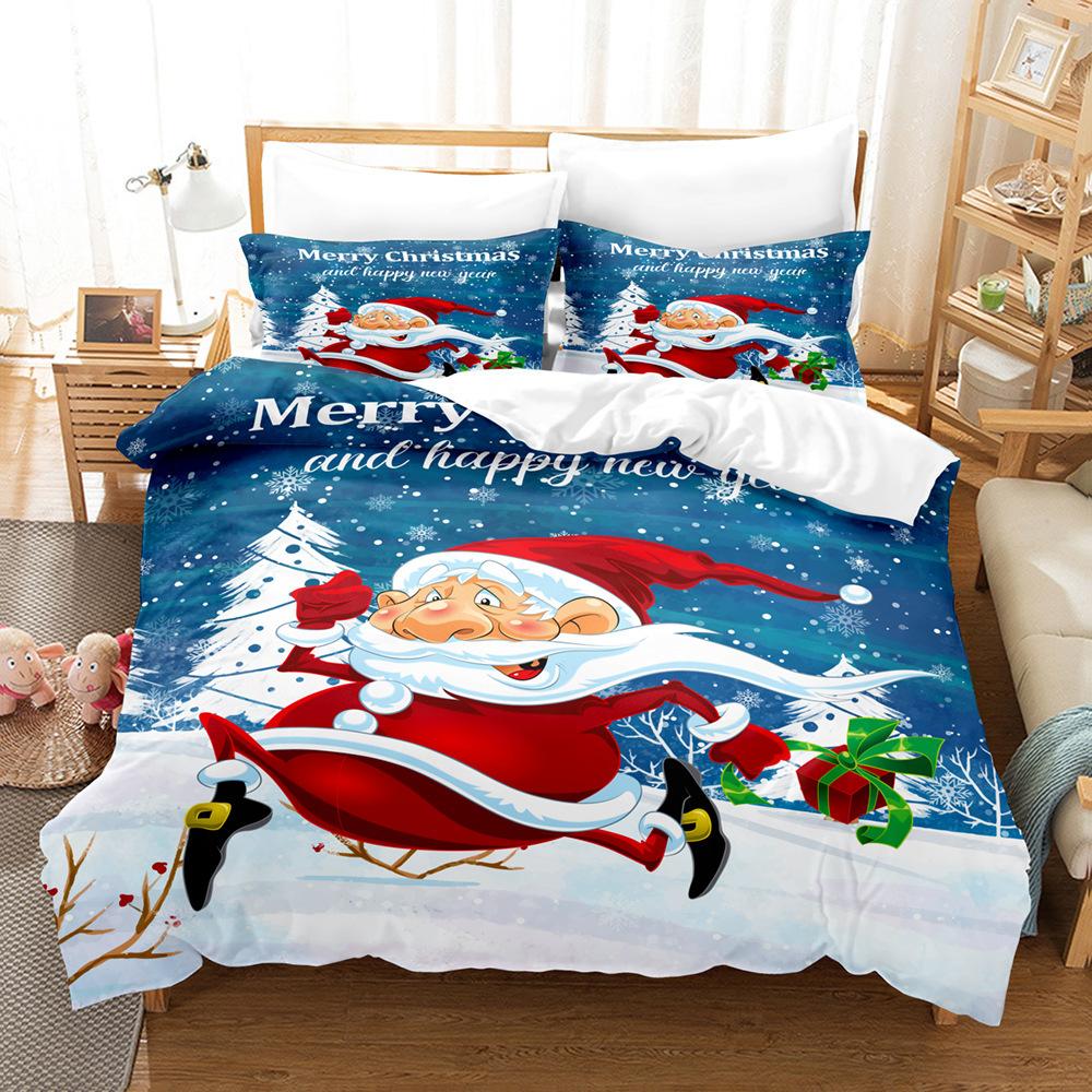 3D Digital Printing Three-Piece Set, Santa Series, Printed Bedding Kit