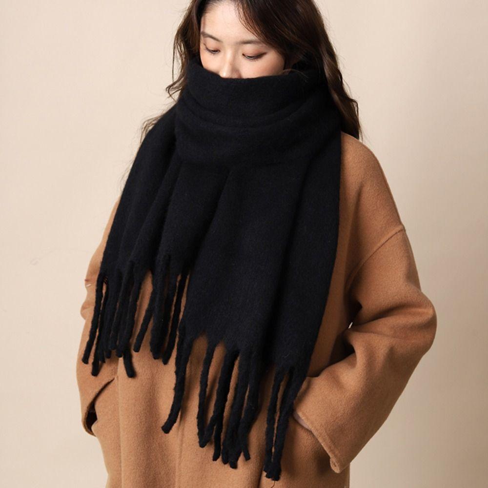 Mohair Winter Wool Scarf Plush Long Shawl Elegant Winter Cashmere Scarves  Girl