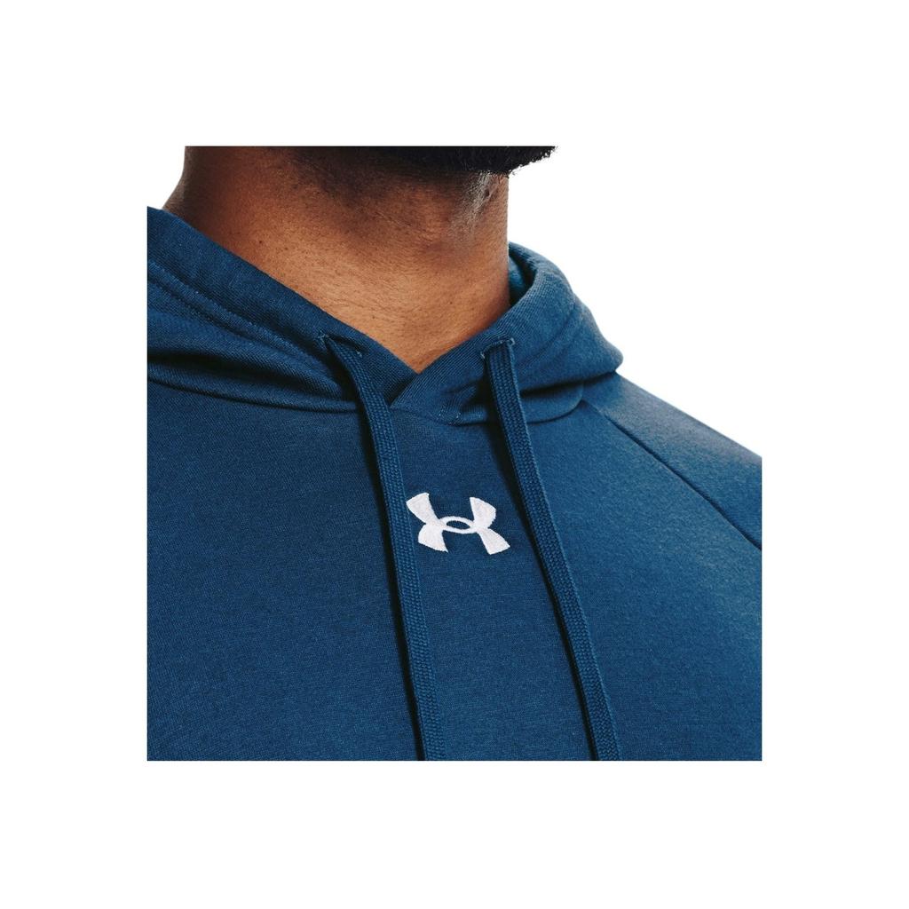 Under Armour Solid Logo Drawstring Fleece Hoodie Men hoodies Blue 1379757-426