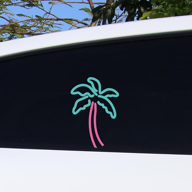 Car Retro Beach Coconut Tree Sunset Car Window Glass Sticker Electric Car Motorcycle Grand Theft Auto Outfit Decorative Stickers