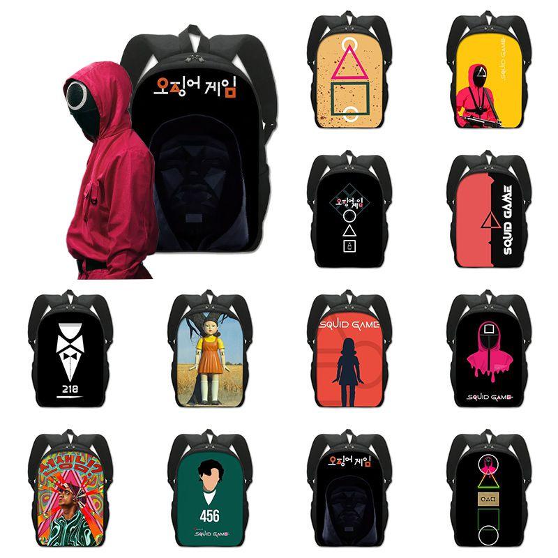 Squid Game Backpack Cartoon Schoolbag For Kids With Adjustable Shoulder Straps