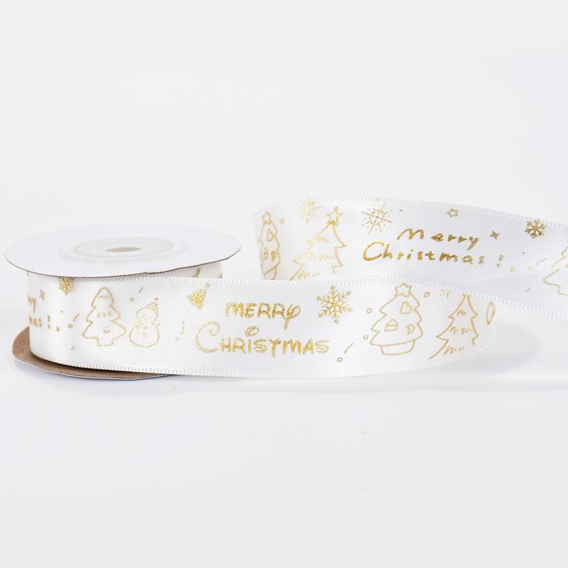 

10 ярдов 25 мм Рождественская полиэстеровая лента Веселое рождественское украшение DIY Торт Букет Подарочная коробка Упаковка Товары для новогодней вечеринки 10Yards