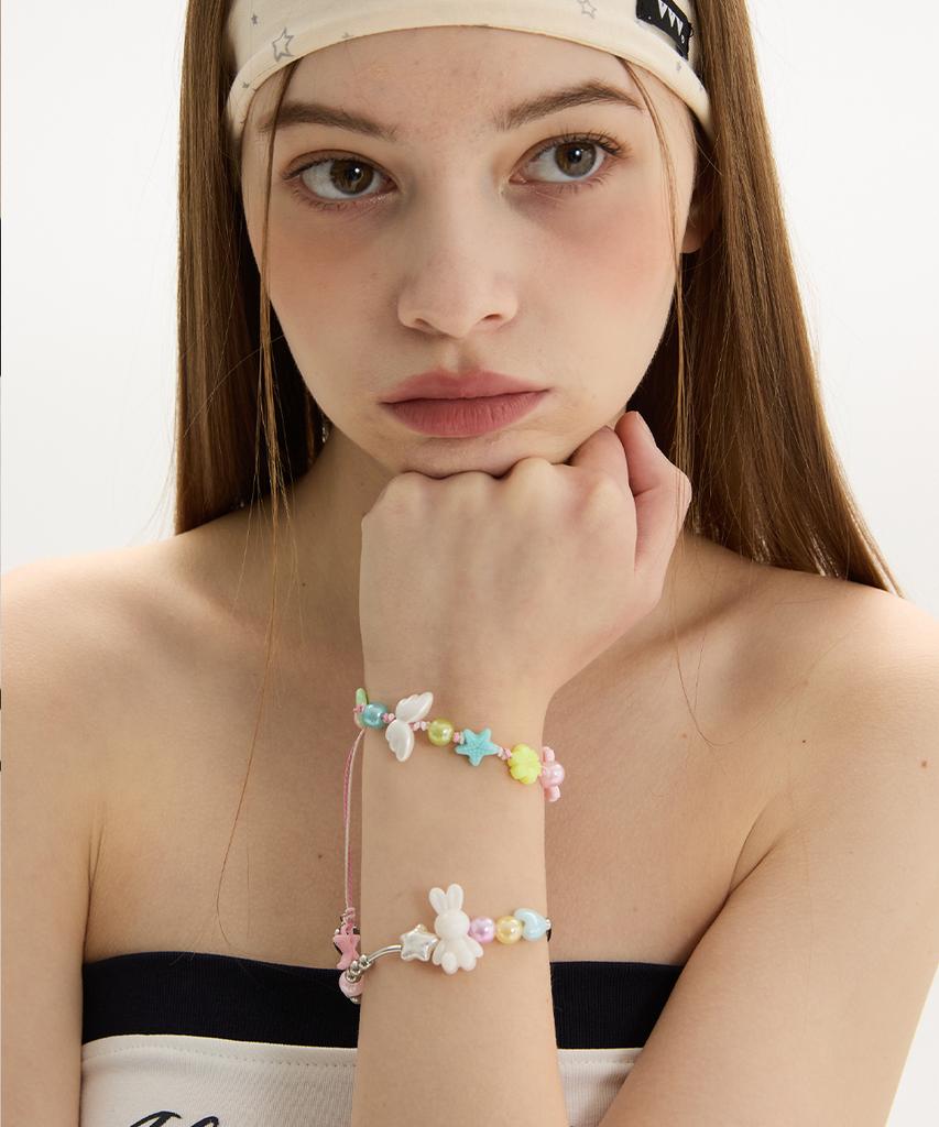 Vvv Pastel Bunny Star Chain Surgical Ball Bracelet