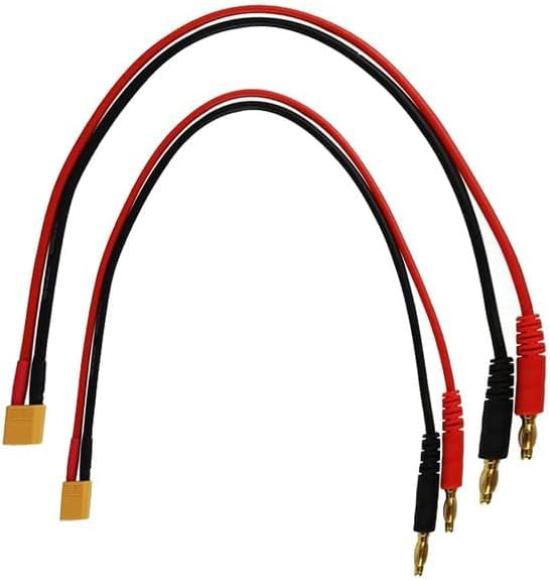 

2-Pack XT30 Male Connector to 4.0mm Banana Plug Bullet Male Connector Charging Cord Extension Cable Adapter for RC Helicopters, Quadcopters, and LiPo
