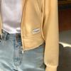 Women's Short Pink Cotton Hoodie Cardigan - Lightweight Spring/Summer Zipper Jacket