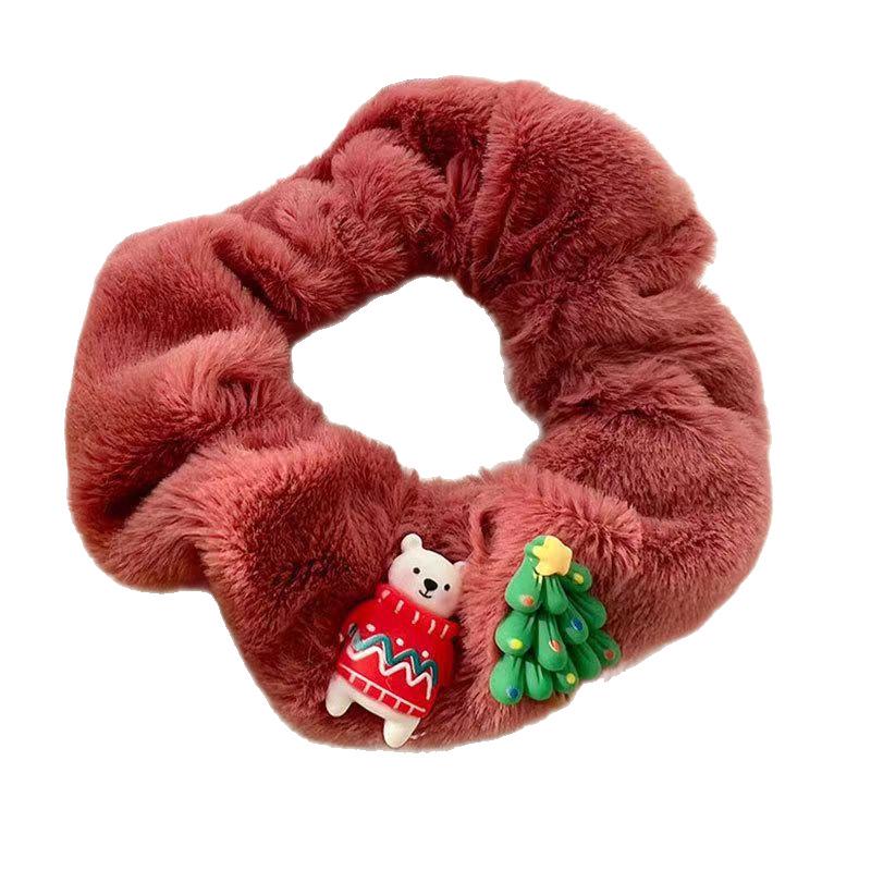 Autumn & Winter Plush Scrunchies: Christmas Snowman & Tree Hair Ties, Boutique Hair Accessories