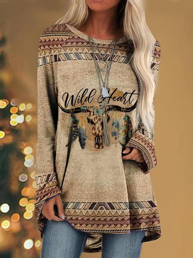 

European & American Print Women s Raglan Sleeve Loose T-shirt L