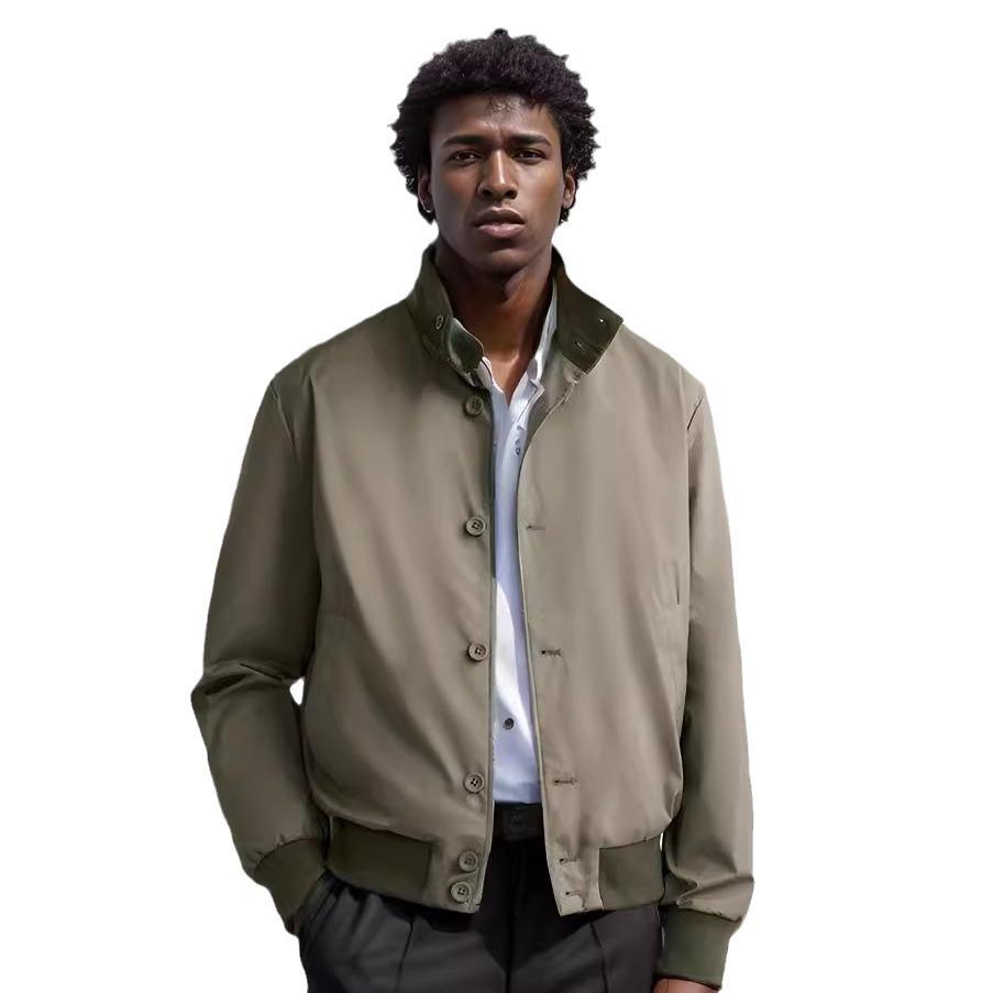 Spring and Autumn Jacket Solid Color Single Breasted Ribbed Solid Color Jacket Baseball Uniform