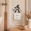Self Adhesive Light Switch Skins Halloween Wizard Cat & Bat Sticker, Self-Adhesive Decal, Spooky Cute Room Decor Removable Wall for Bedroom