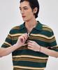 THEKNITCOMPANY Orea Stripe Zipper Polo Shirt - Posie Green