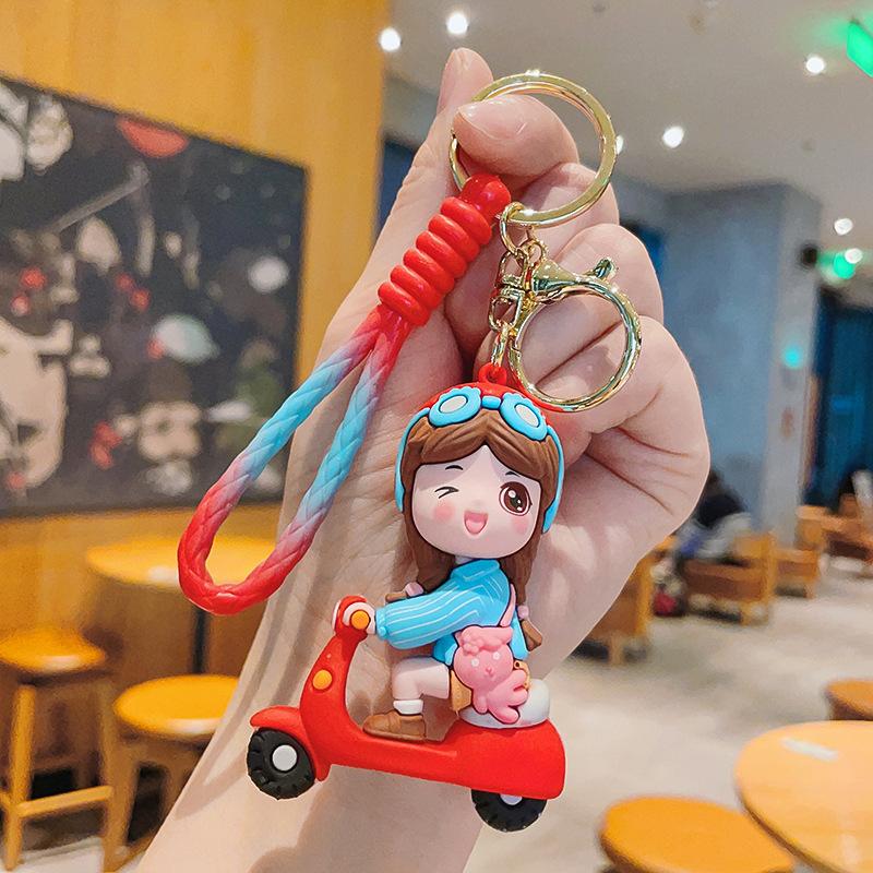 Cute Cartoon Electric Car Boy Girl Couple Keychain Internet Celebrity Creative Decoration Small Gift