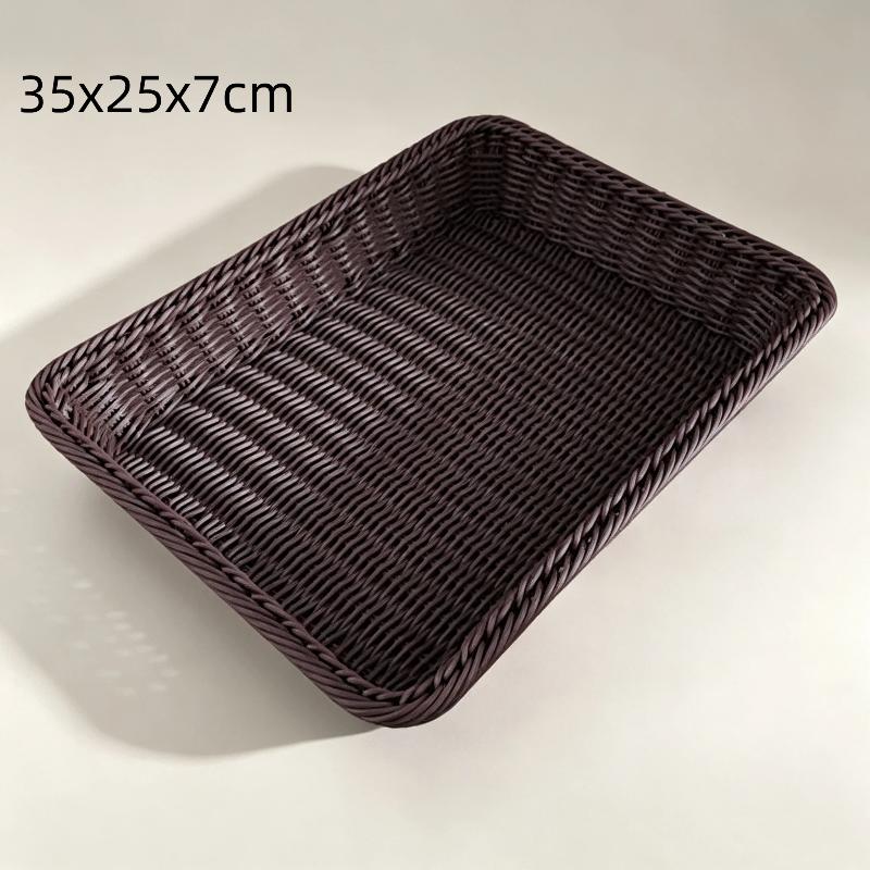 Imitation Rattan Handwoven Storage Basket Eco-Friendly Material Organizer for Kitchen Fruit Snack Picnic Outdoor Use