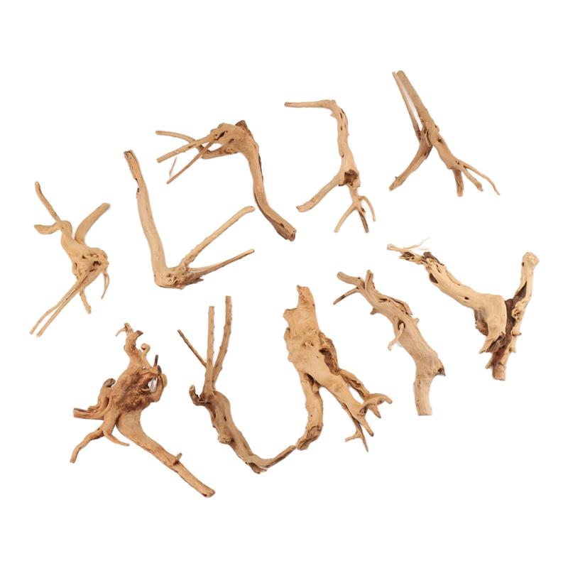 2025 Trend Mini Driftwood For Aquarium Natural Wood Branches Fish Tank Decorations Reptiles Tree Trunk Driftwood Assorted(10 Pac