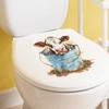 Whimsical Cow with Metal Bucket Toilet and Wall Sticker Set Waterproof Self-Adhesive Removable Decal for Bathroom WC Decoration