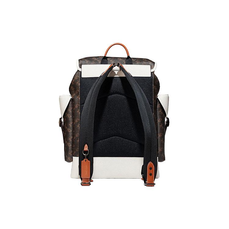 New COACH Hitch Coated Canvas With Leather Backpack Tubas Men's White & Dark Brown C8460-JITX0