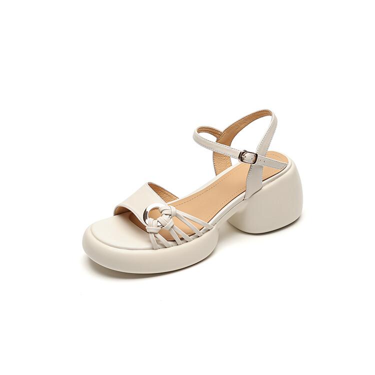 Fashion 2025 Summer Sandals Fashion Light Luxury Sandals Round Toe Chunky Heels Sandals for Women Handmade Women Sandals Platform Shoes