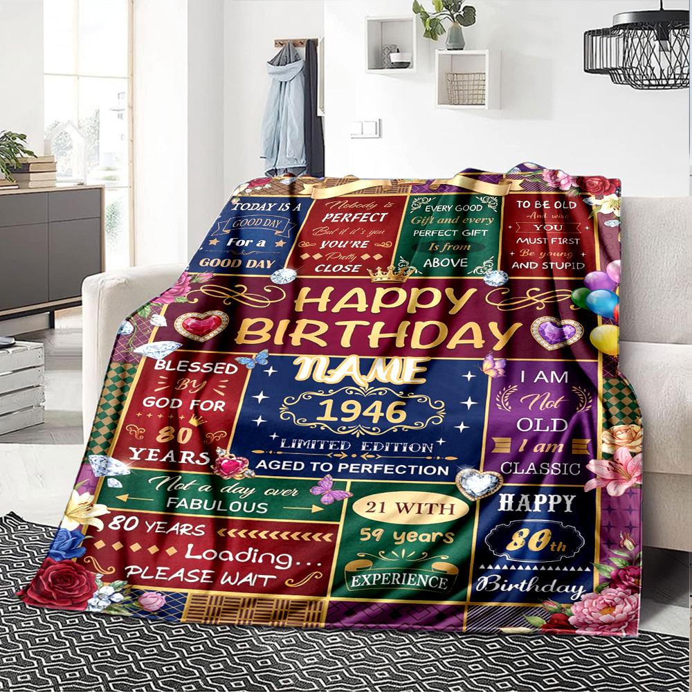 80Th Birthday Celebrationcustomize Your Name Blanket Warm Comfortable And Soft Blankets Are Suitable For Home Lunch Break Blanket Office Sofa Sofa