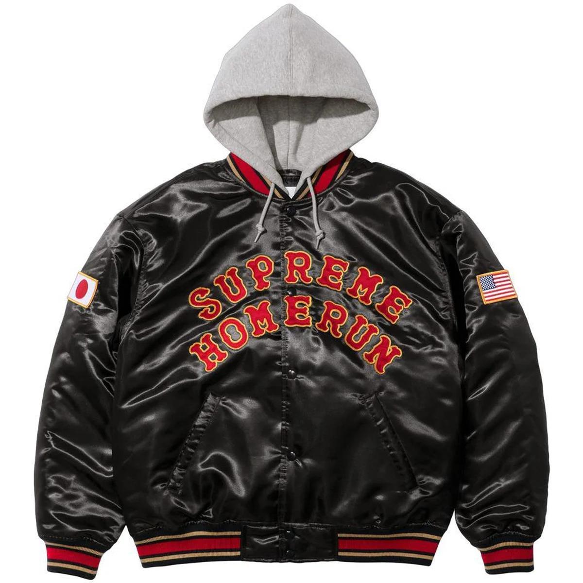 Supreme Homerun Satin Hooded Varsity Jacket