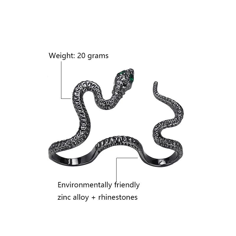 Europäischer & Amerikanischer Tierkreiszeichen Schlange Ring: Stilvolles offenes Design in Schwarz für Hip-Hop-Mode