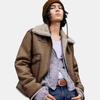 Levis FW24 Performance Warm Fleece Series Faux Shearling Jacket With Adjustable Zipper Men Jacket Brown 002NB-0000