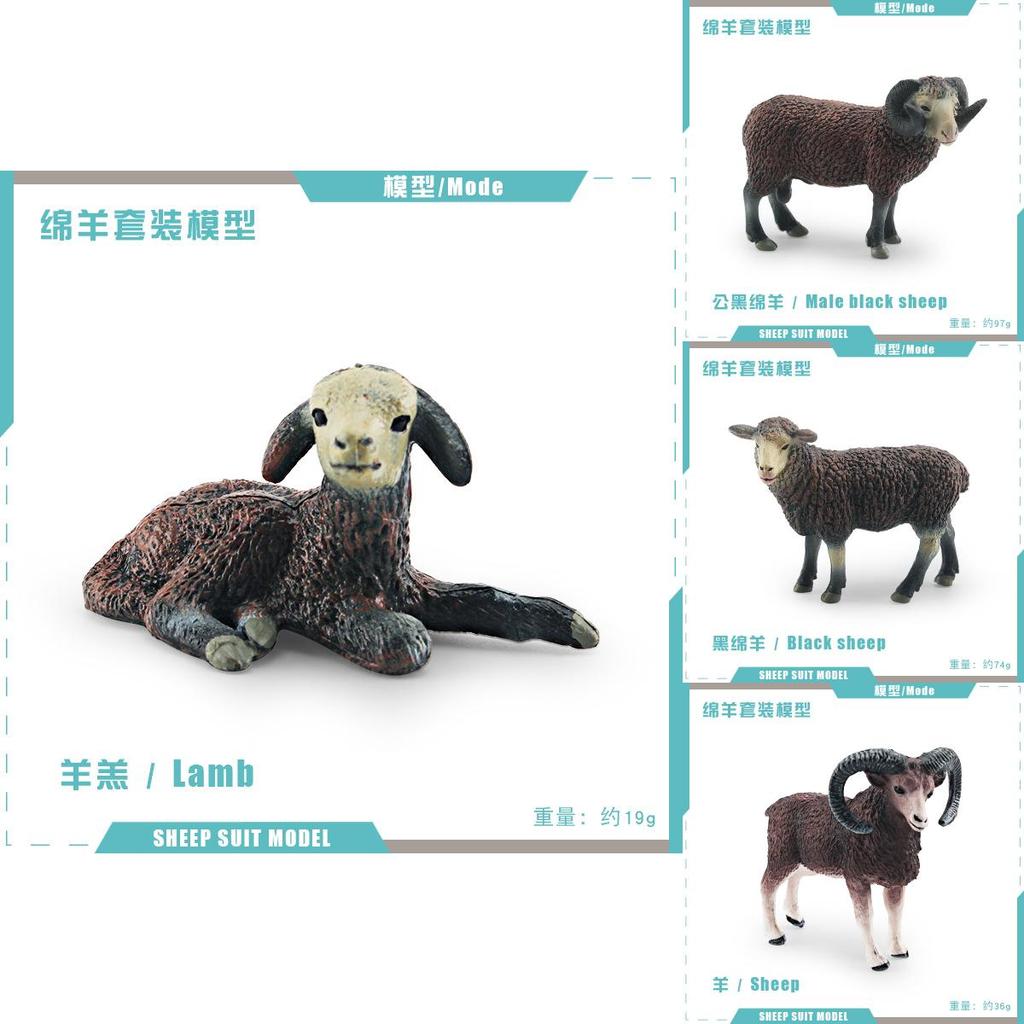 Farm Black Sheep Goat Lamb Collectible Pvc Sheep Lamb Set For Childrens Preschool Educational Use